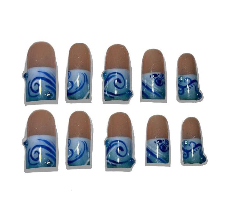 Ocean Swirls-Press-On Nail Set